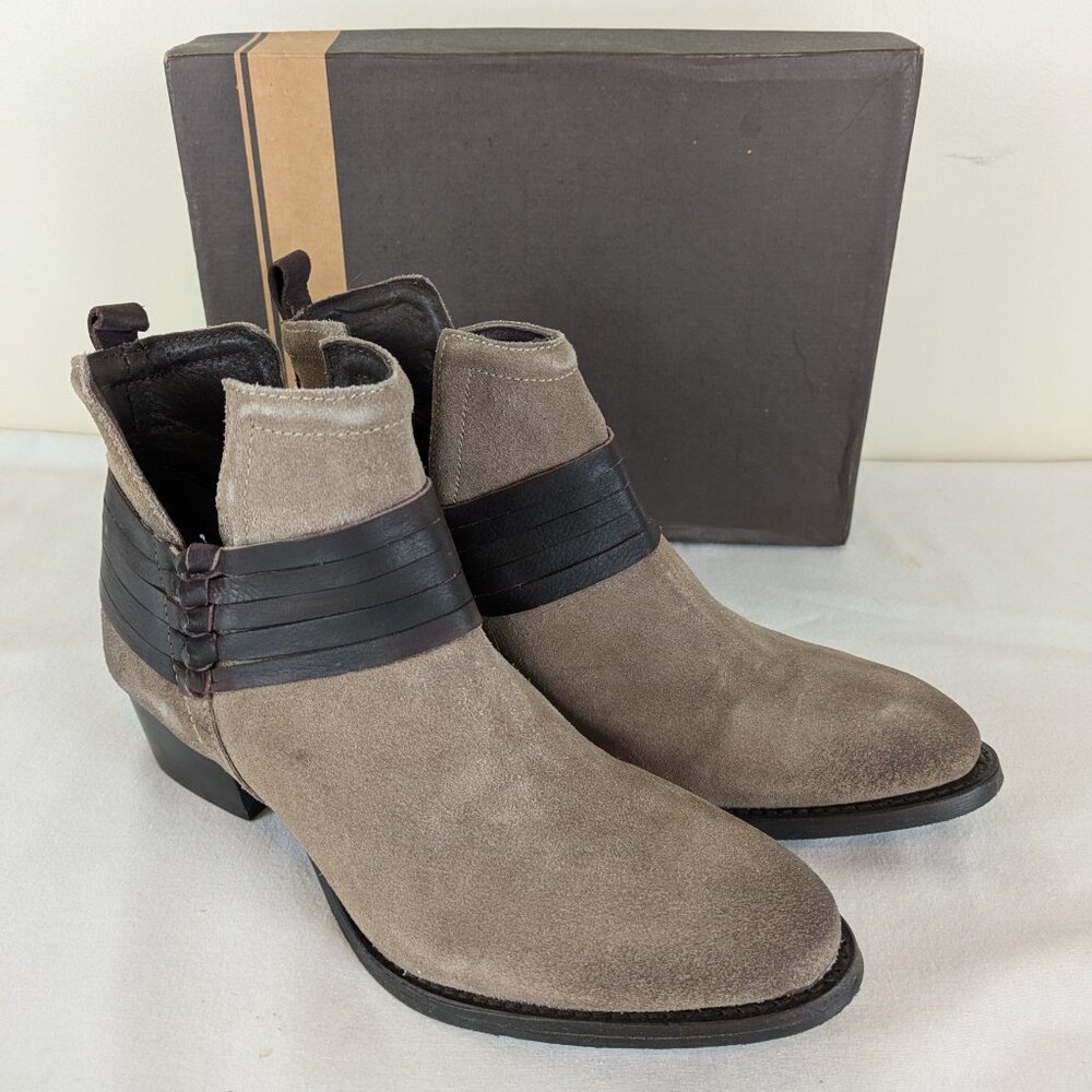 Designer Diba Taupe Dust Suede Leather Skylar Ankle Boots Size 9 Rocker Boho
